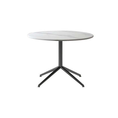 Stone Top Trestle-Base Coffee Table — Gold / White