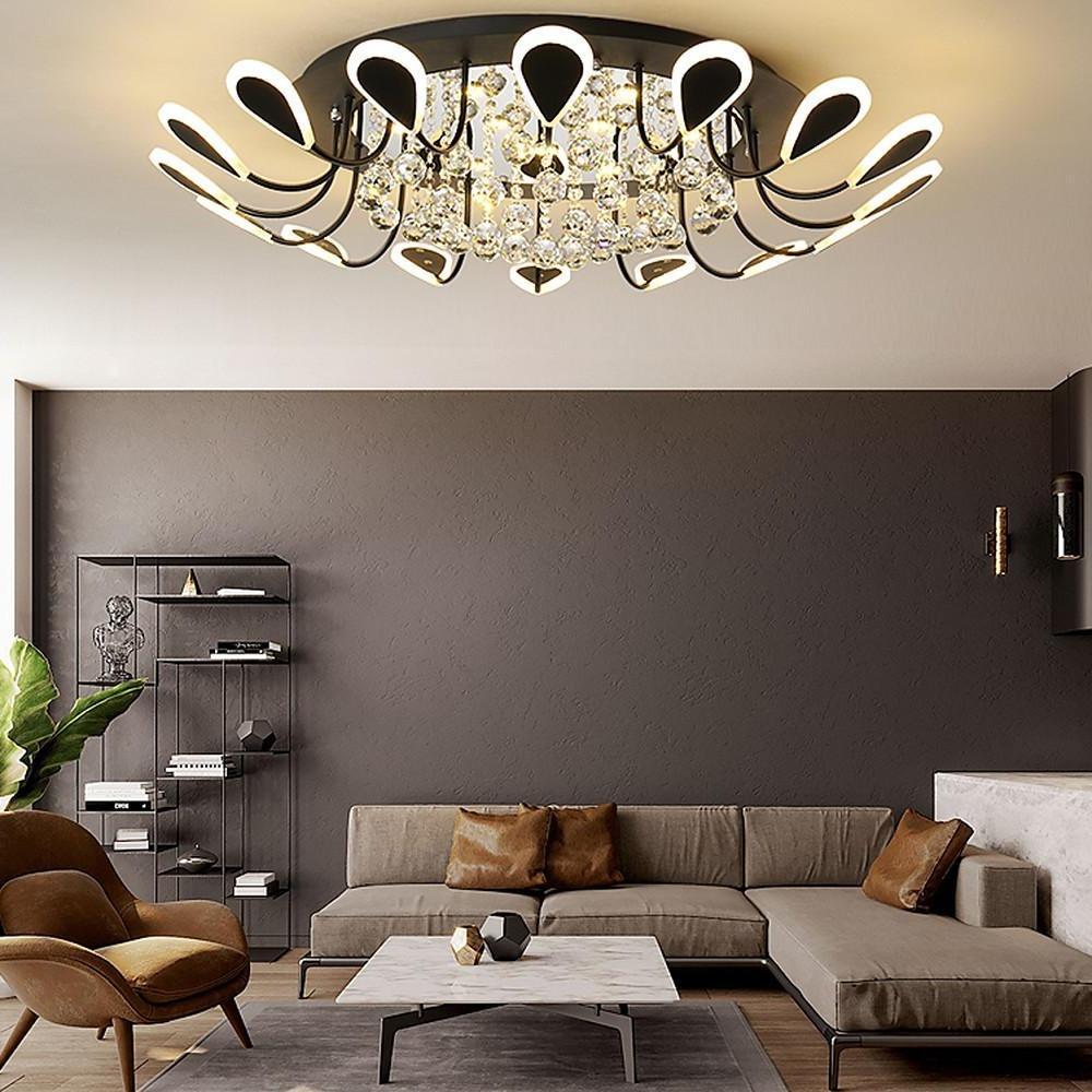 Flower-Shaped Dimmable LED Crystal Modern Flush Mount Light
