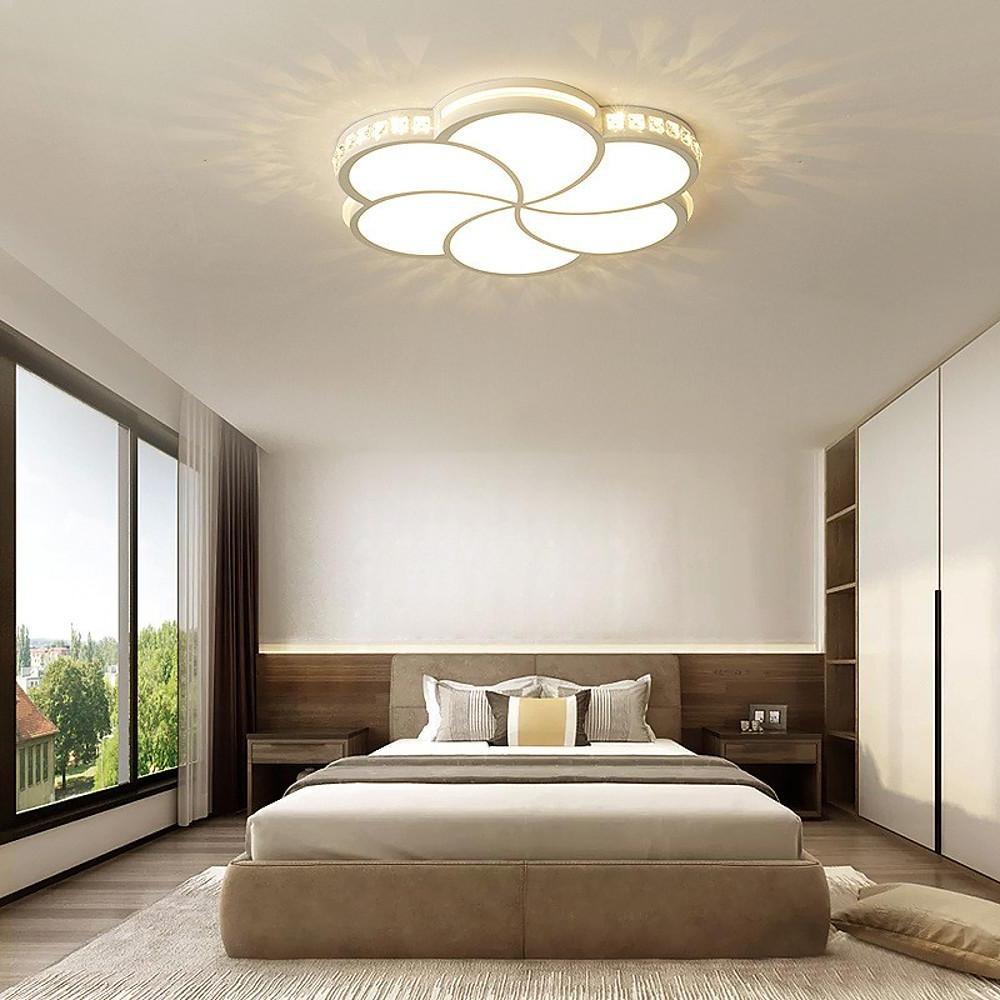 Flower Crystal Dimmable LED White Modern Flush Mount Light