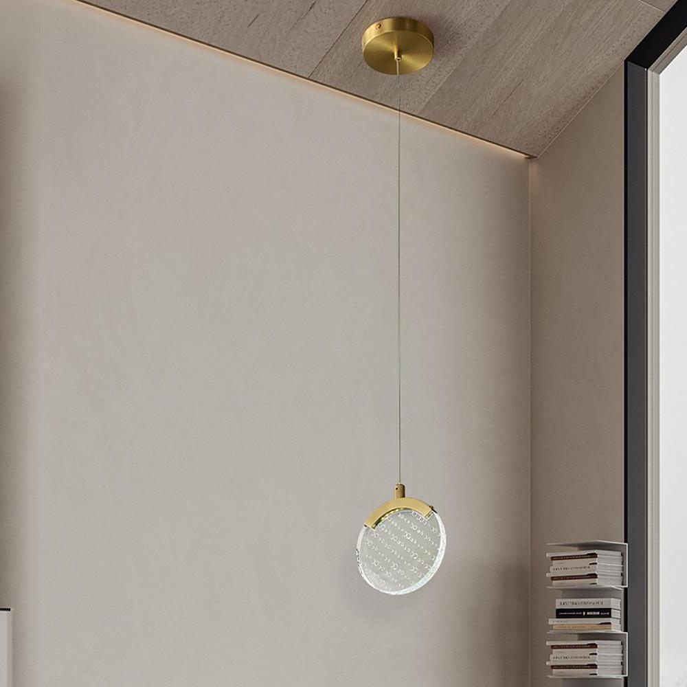 Artistic Circular Acrylic Copper LED Nordic Pendant Lighting Hanging Lamp-Lighom