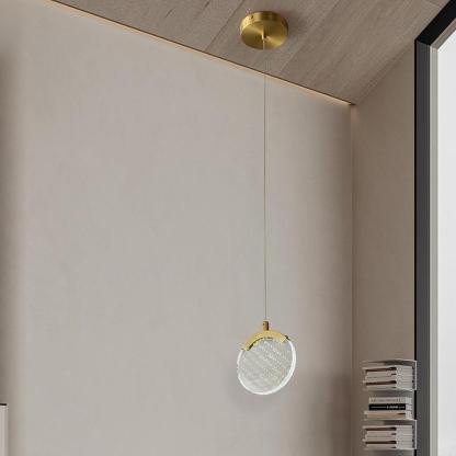 Artistic Circular Acrylic Copper LED Nordic Pendant Lighting Hanging Lamp-Lighom