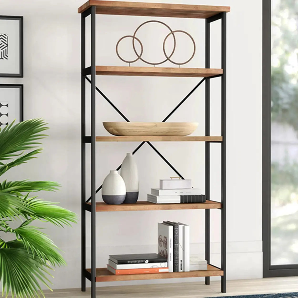 Sepia Casual Alloy 5-Shelf Open Bookcase