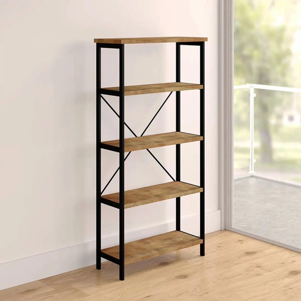Sepia Casual Alloy 5-Shelf Open Bookcase