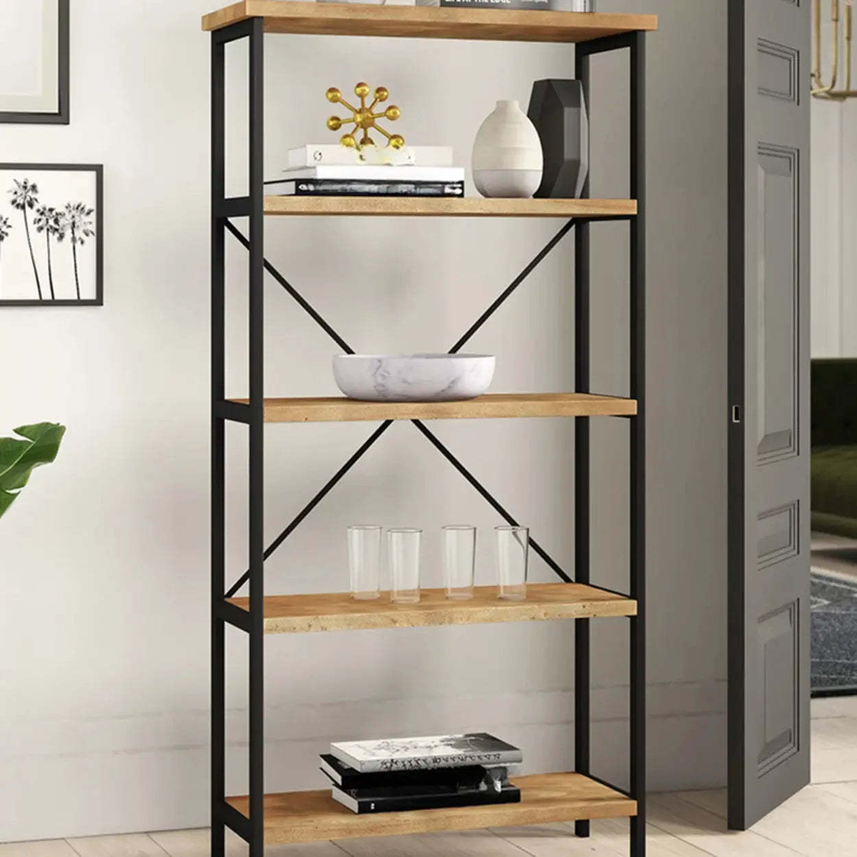 Sepia Casual Alloy 5-Shelf Open Bookcase