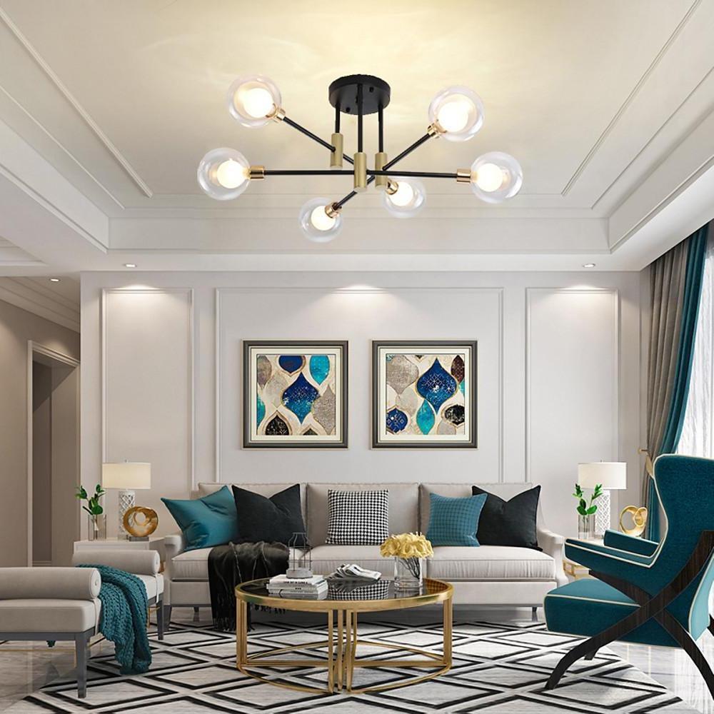 Modern Metal Glass Sputnik LED Flush Mount Ceiling Light