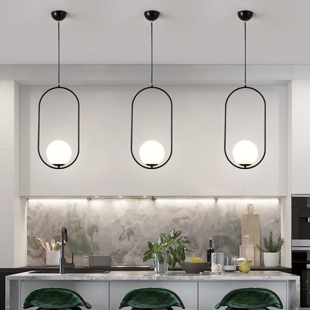 Glass Globe Black Modern Island Pendant