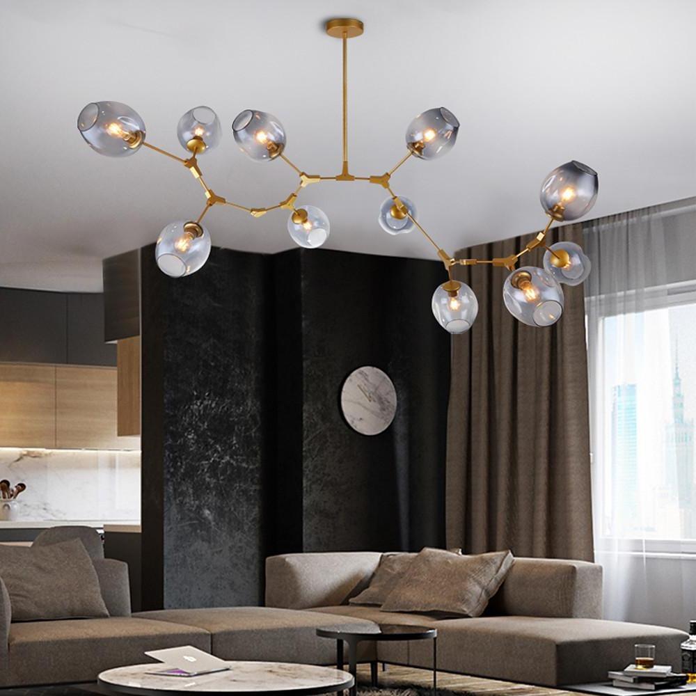 Nordic Branch Bubble Sputnik Chandelier, 5-11 Light, Gold