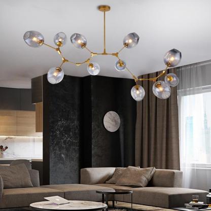 Nordic Branch Bubble Sputnik Chandelier, 5-11 Light, Gold