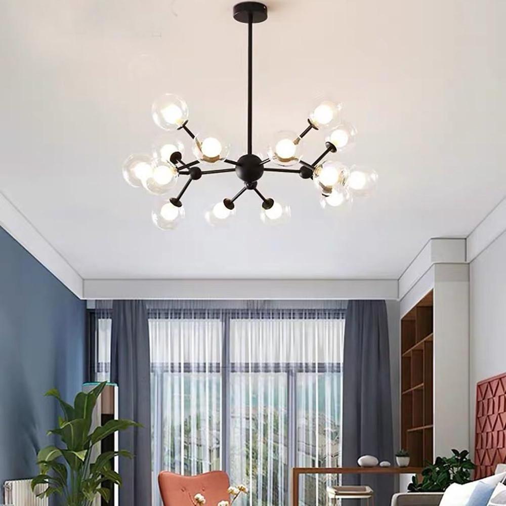 Modern globe cluster chandeliers in glass — Brushed Gold