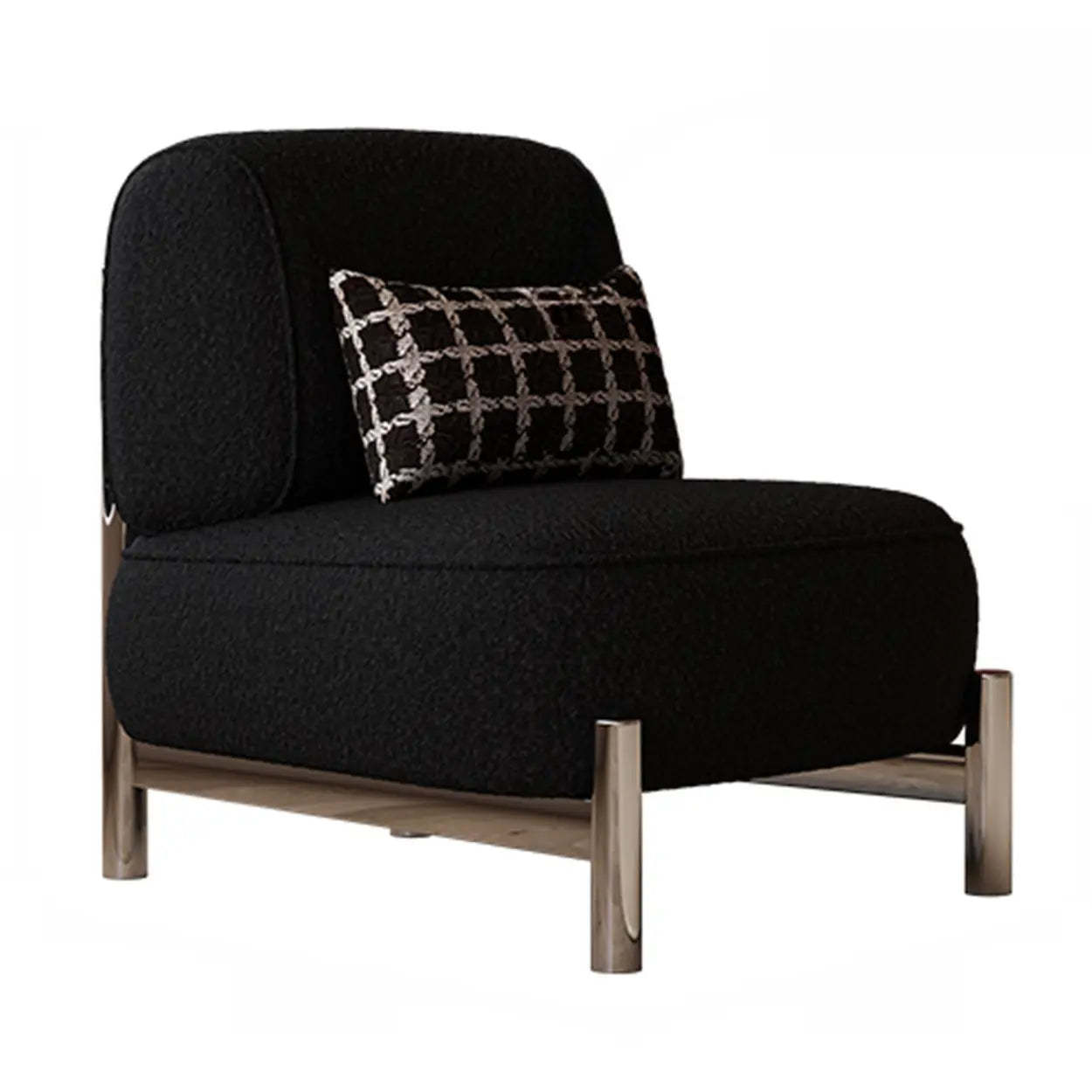 Sherpa White Lounge Accent Chair with Pillow