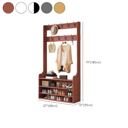 Freestanding Shoe Storage Tall Coat Rack — White-Black