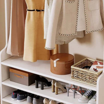 Freestanding Shoe Storage Tall Coat Rack — Grey