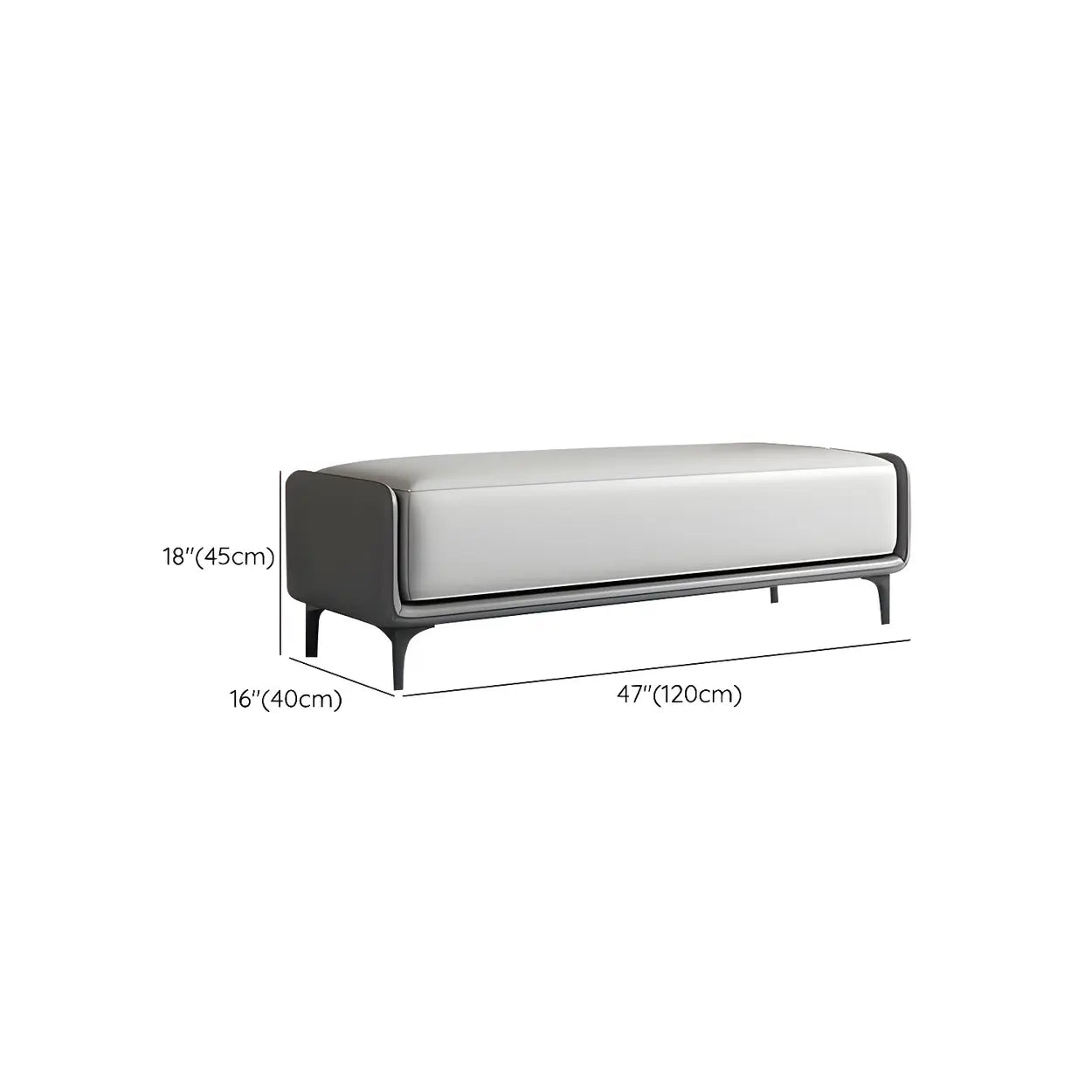 Short Gray Leather Upholstered Bedroom Bench — Orange / Nappa