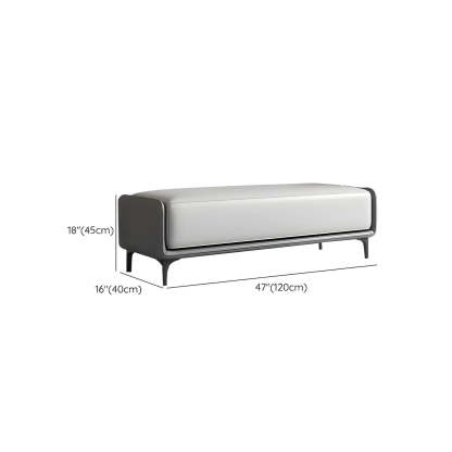 Short Gray Leather Upholstered Bedroom Bench — Orange / Nappa