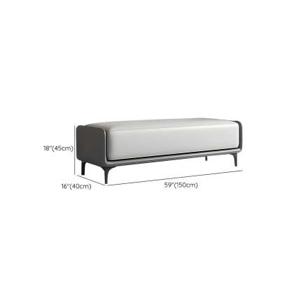 Short Gray Leather Upholstered Bedroom Bench — Dark Gray / Nappa