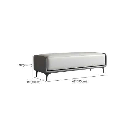 Short Gray Leather Upholstered Bedroom Bench — Dark Grey/ Light Grey / Nappa