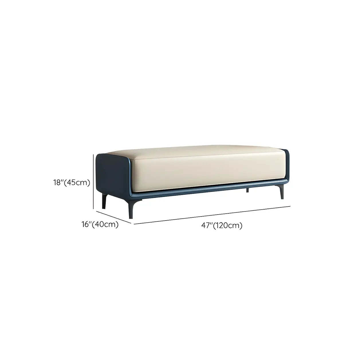 Short Gray Leather Upholstered Bedroom Bench — Grey/Blue / Nappa