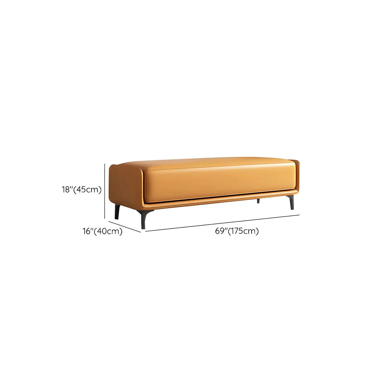 Short Gray Leather Upholstered Bedroom Bench