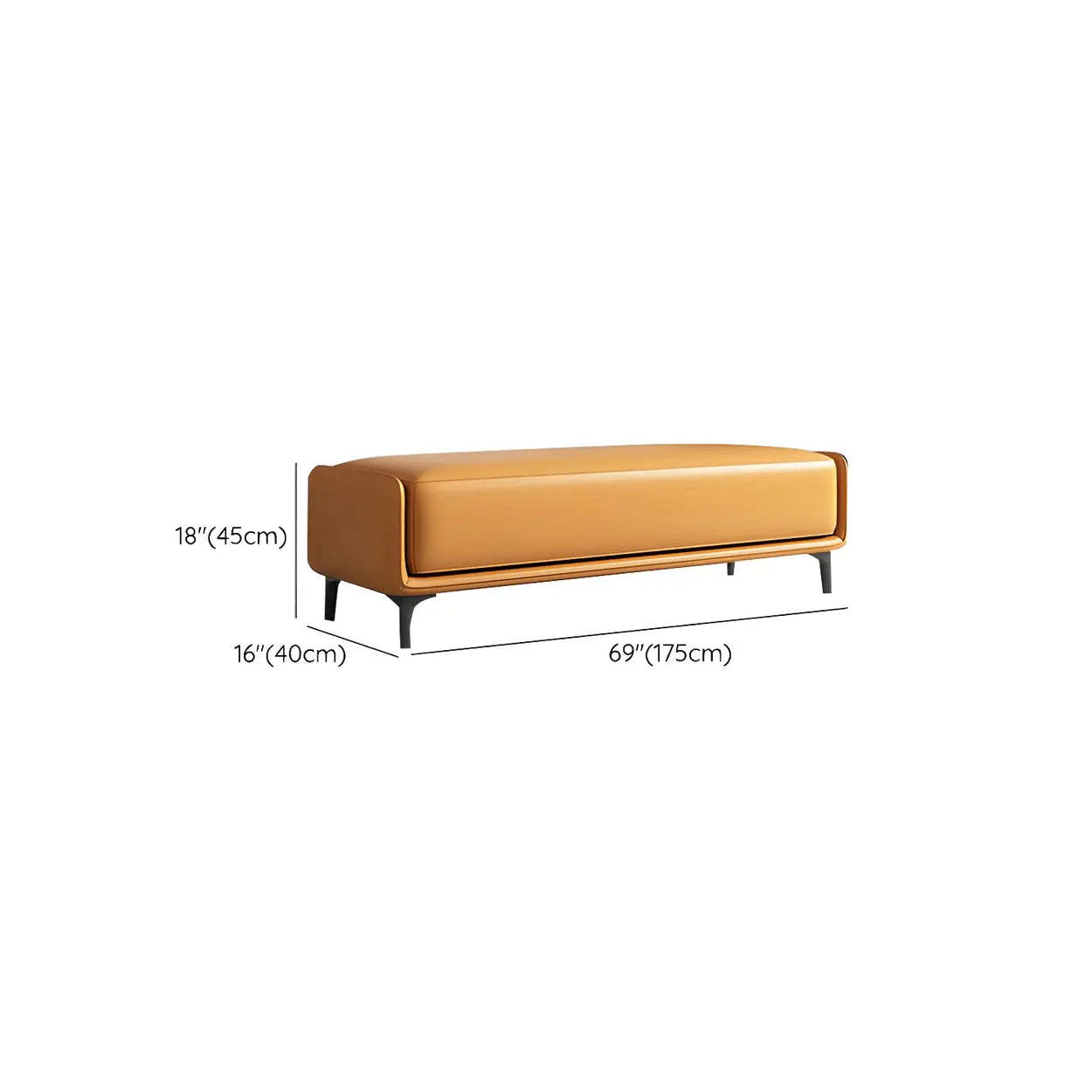 Short Gray Leather Upholstered Bedroom Bench