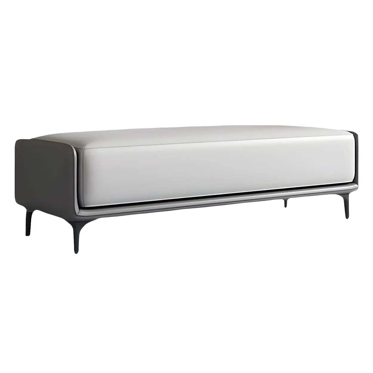 Short Gray Leather Upholstered Bedroom Bench — Grey/Blue / Microfiber Leather