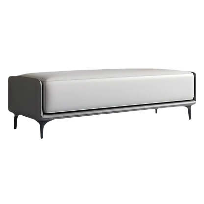Short Gray Leather Upholstered Bedroom Bench — Grey/Blue / Microfiber Leather