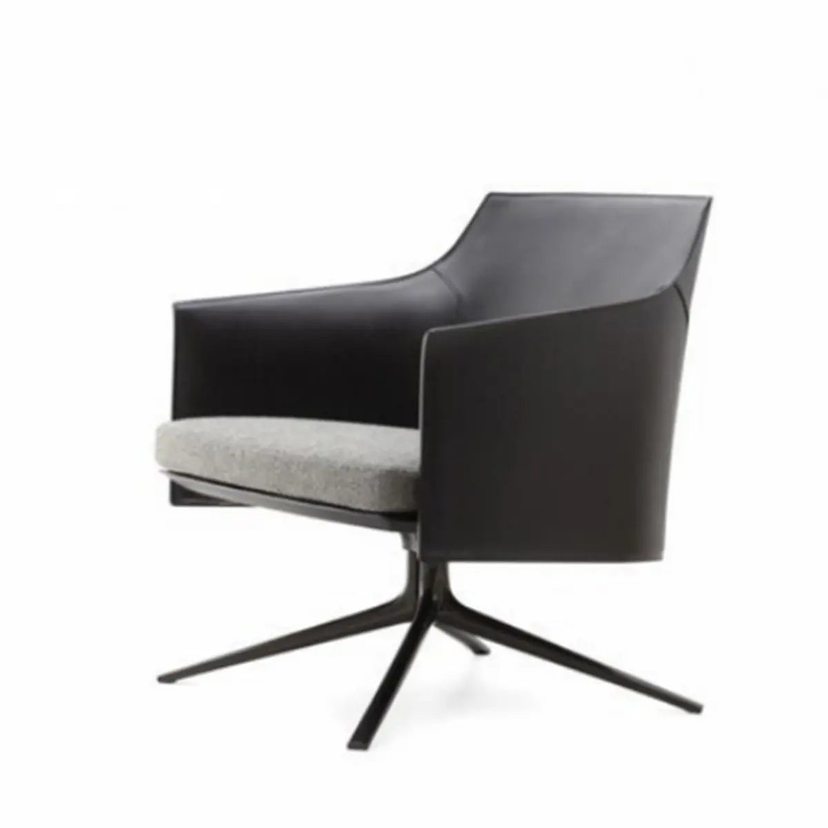 Short Orange Genuine Leather 4-Star Arm Chair — Short / Black / Genuine Leather
