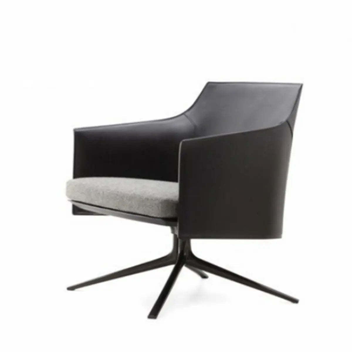 Short Orange Genuine Leather 4-Star Arm Chair — Short / Black / Genuine Leather