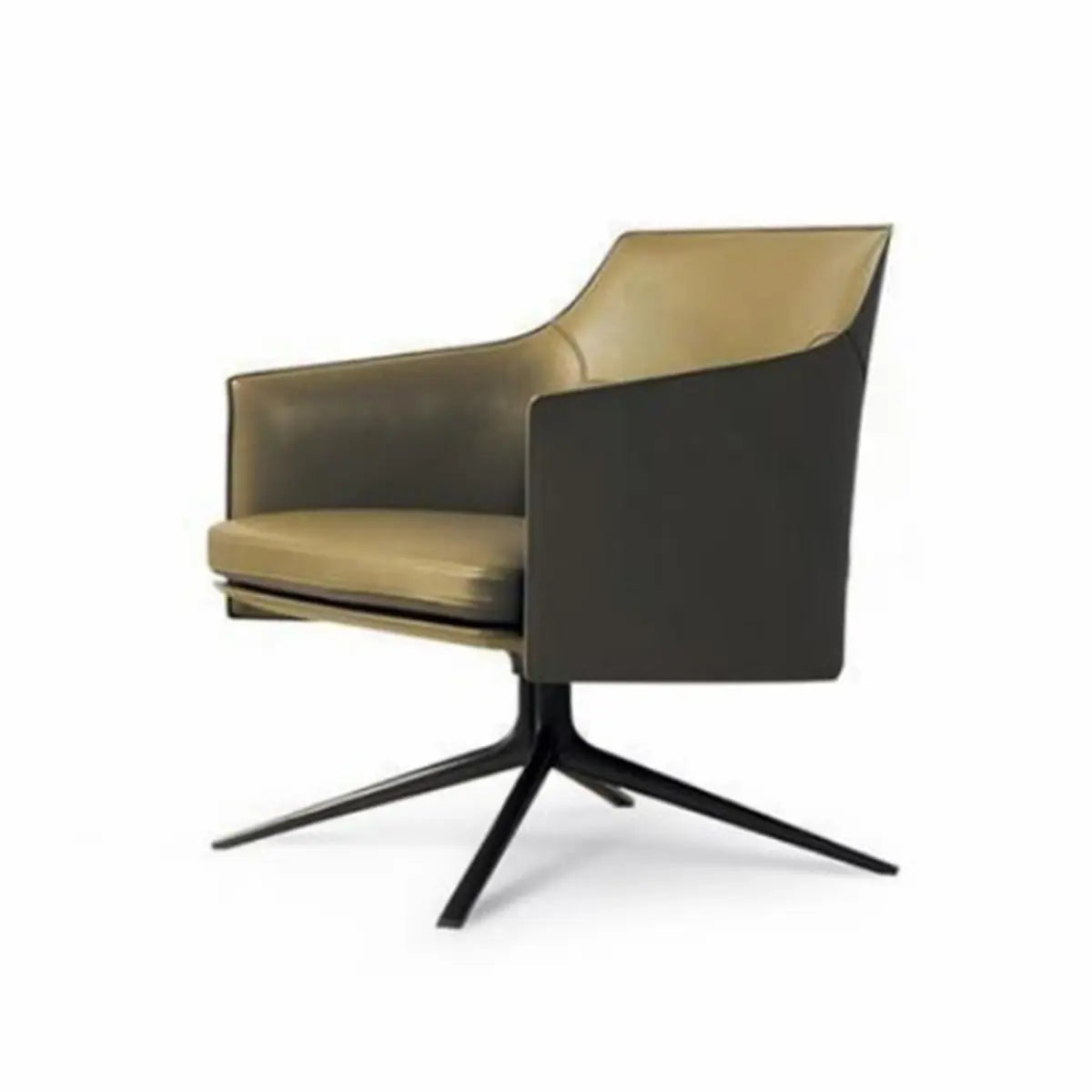 Short Orange Genuine Leather 4-Star Arm Chair — Short / Blackish Green / Faux Leather