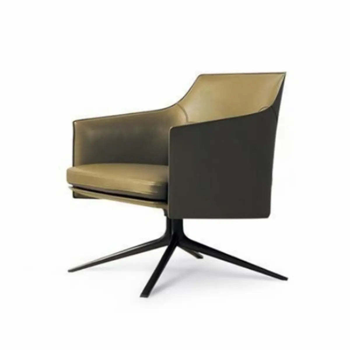 Short Orange Genuine Leather 4-Star Arm Chair — Short / Blackish Green / Faux Leather
