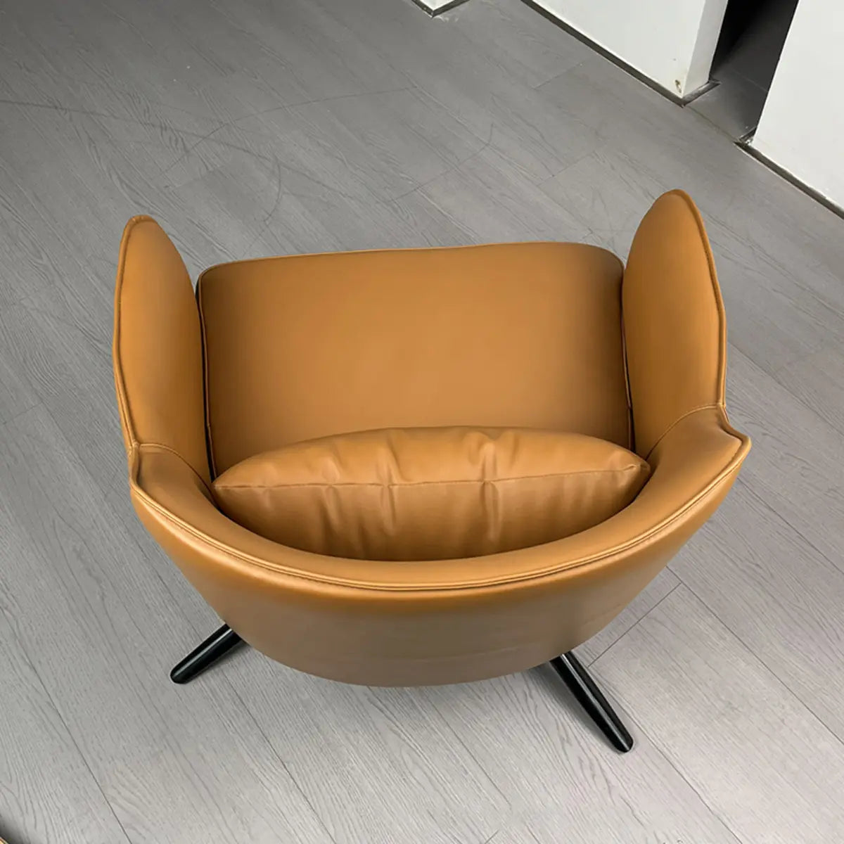 Short Orange Genuine Leather 4-Star Arm Chair — Short / Blackish Green / Silicone Rubber