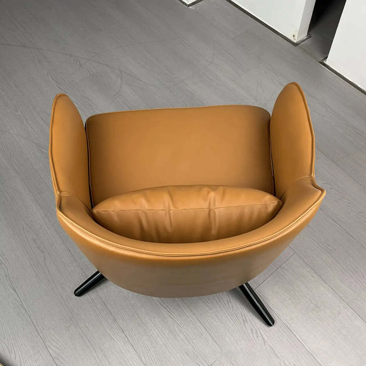 Short Orange Genuine Leather 4-Star Arm Chair — Short / Blackish Green / Silicone Rubber