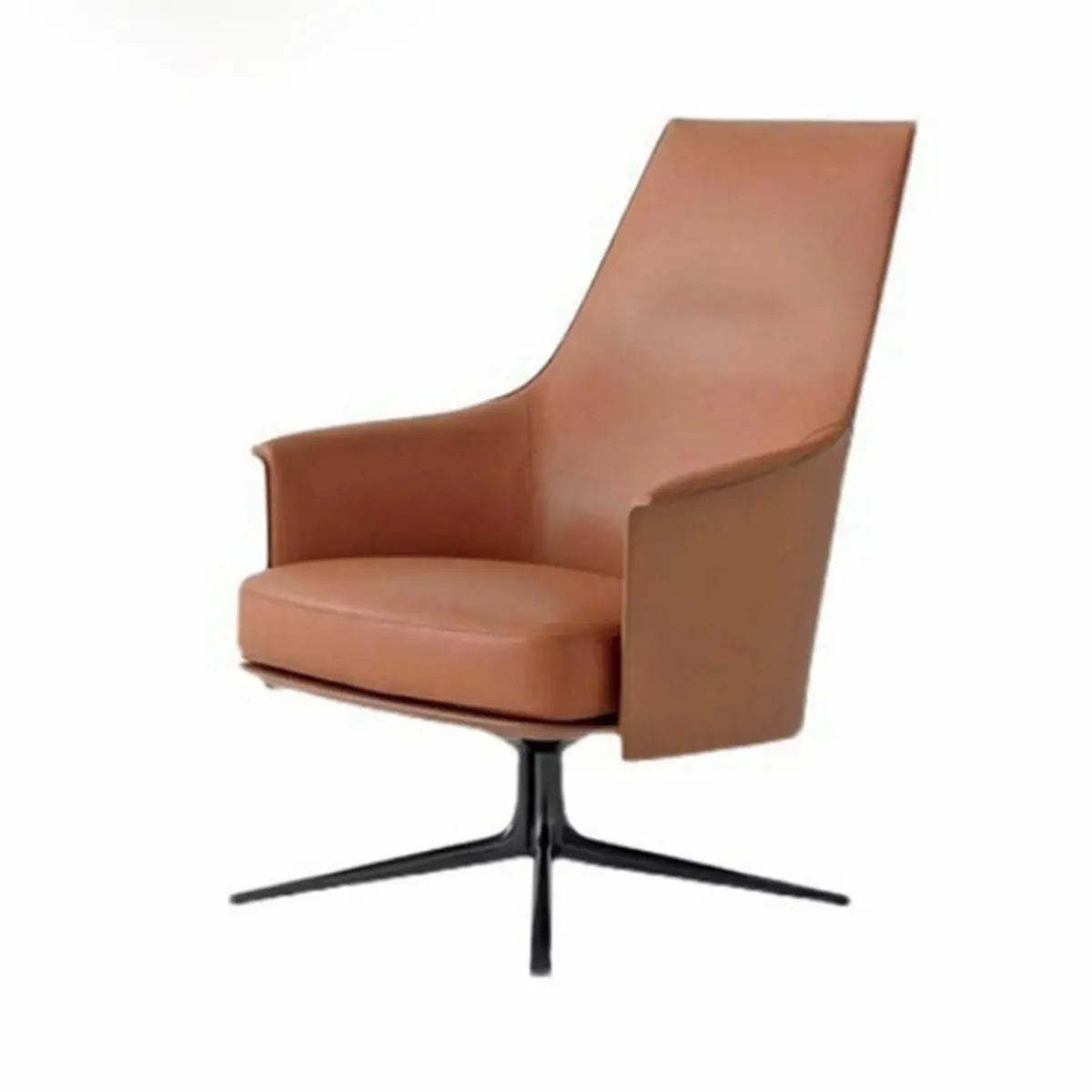 Short Orange Genuine Leather 4-Star Arm Chair — Short / Dark Brown / Genuine Leather
