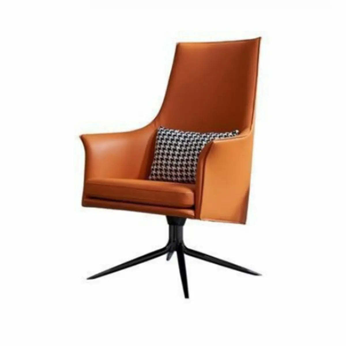 Short Orange Genuine Leather 4-Star Arm Chair — Short / Dark Brown / Silicone Rubber