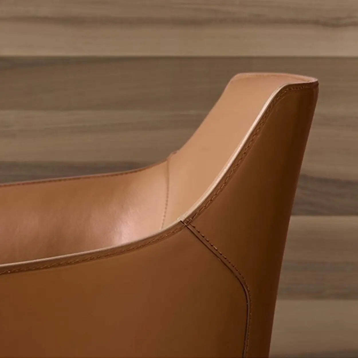 Short Swivel Brown Leather 4-Star Base Arm Chair