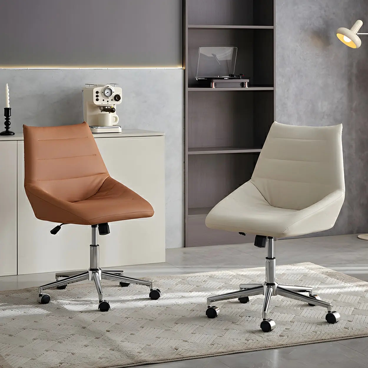 Silver Base Swivel Ergonomic Leather Office Chair — White