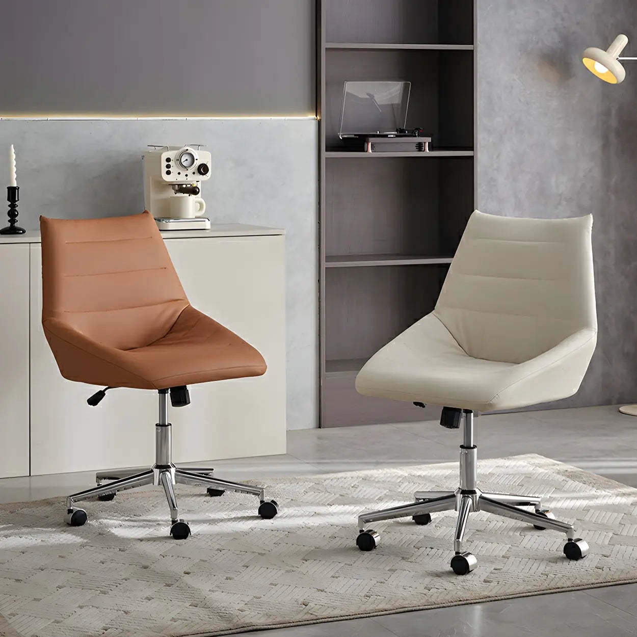 Silver Base Swivel Ergonomic Leather Office Chair — White