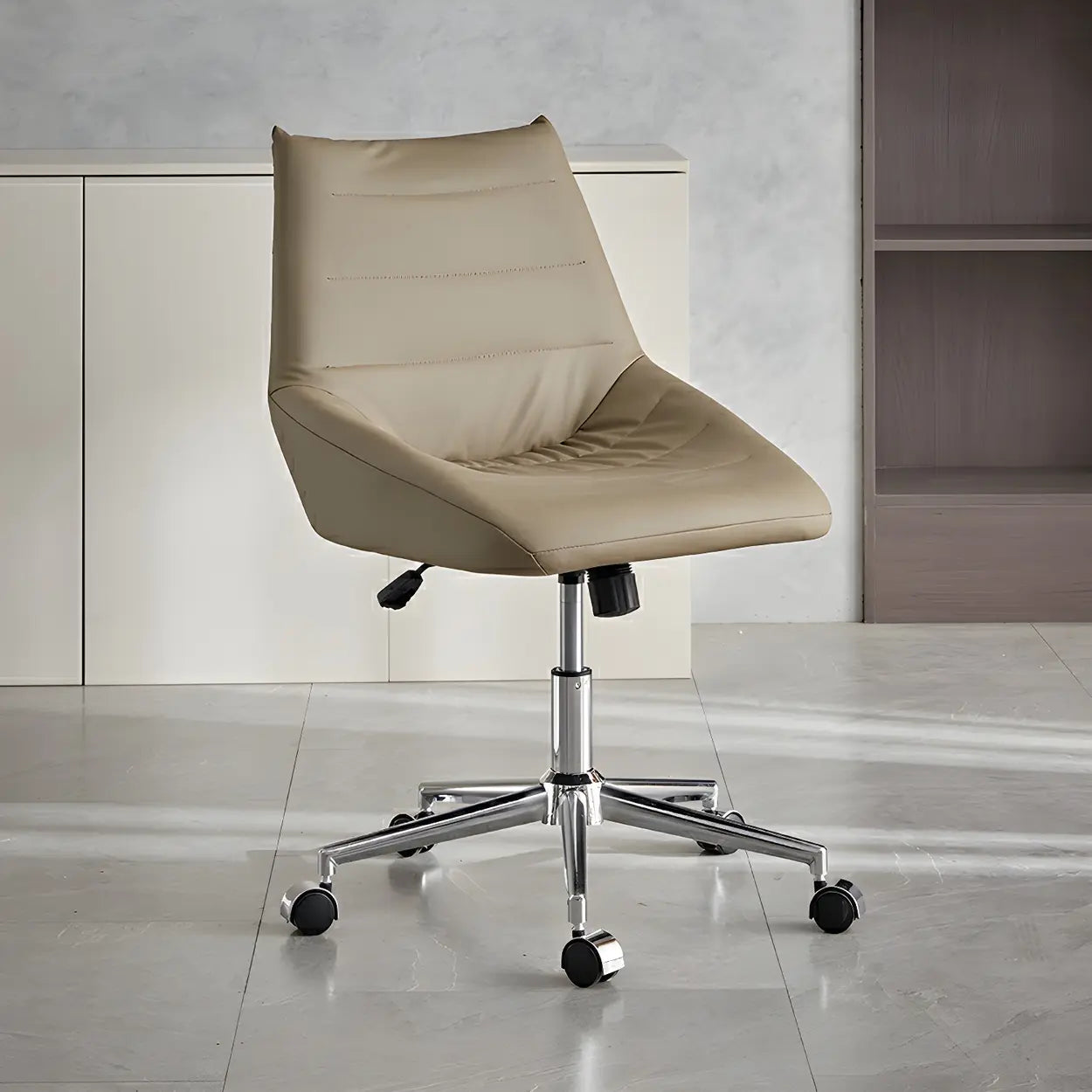 Silver Base Swivel Ergonomic Leather Office Chair — Brown