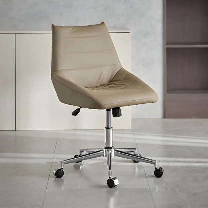 Silver Base Swivel Ergonomic Leather Office Chair — Brown