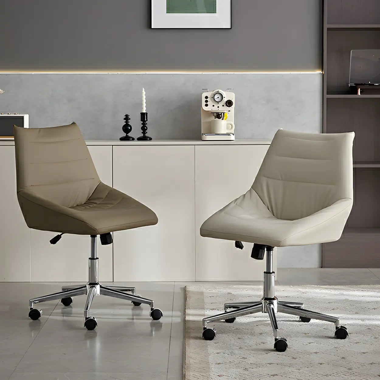 Silver Base Swivel Ergonomic Leather Office Chair — Orange