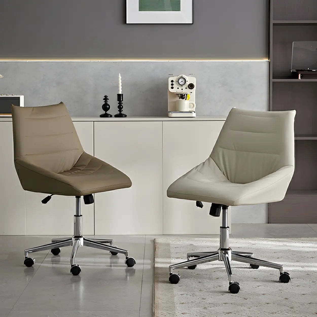 Silver Base Swivel Ergonomic Leather Office Chair — Orange