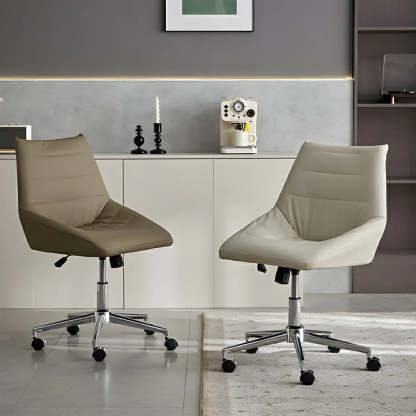 Silver Base Swivel Ergonomic Leather Office Chair — Orange