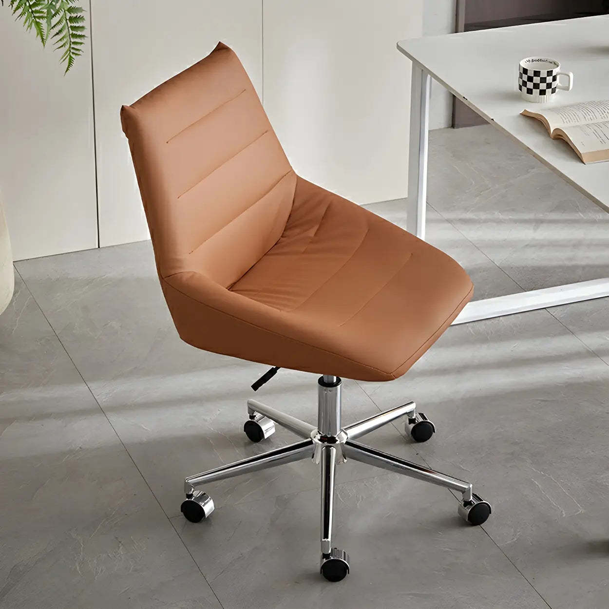 Lighom leather base silver office chairs in leather metal