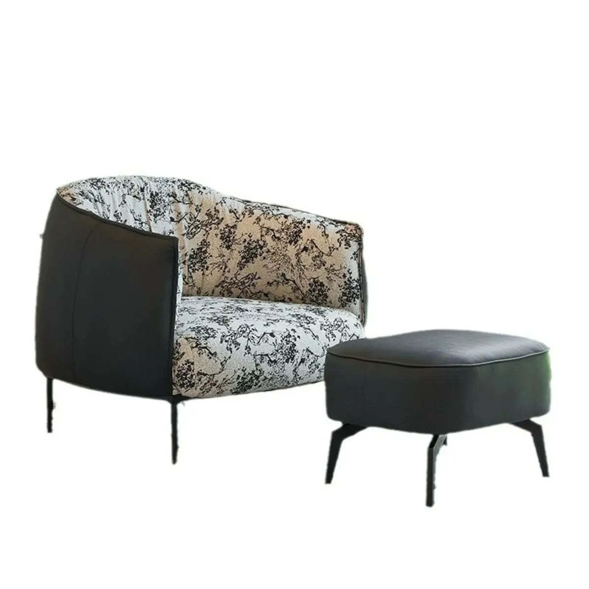 Silver Four Leg Leather Pillow Back Accent Chair — Coffee / Accent Chair / Fabric