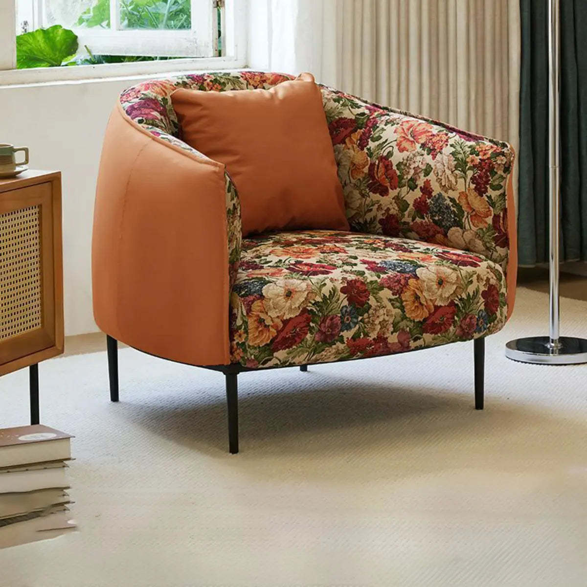 Silver Four Leg Leather Pillow Back Accent Chair — Lemon Yellow / Accent Chair / Anti Cat Scratch Leather