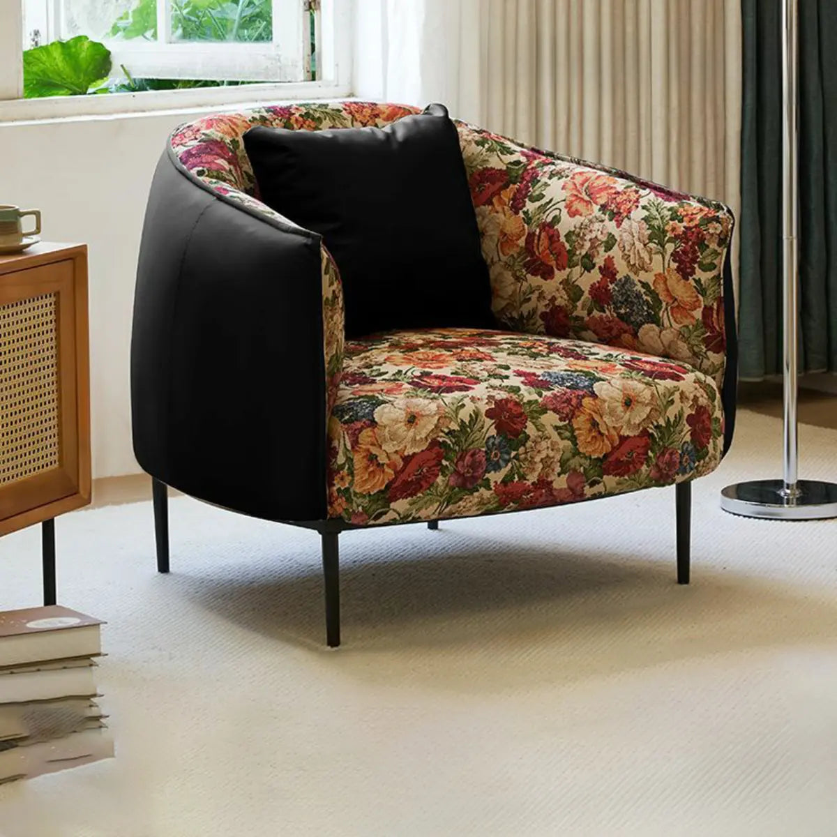 Silver Four Leg Leather Pillow Back Accent Chair — Olive Green / Accent Chair / Anti Cat Scratch Leather