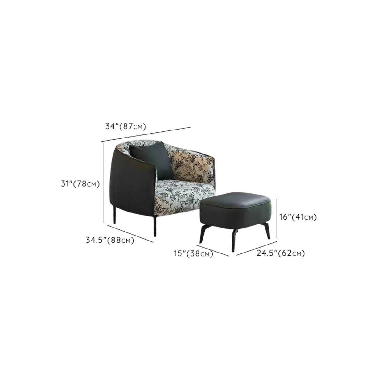 Silver Four Leg Leather Pillow Back Accent Chair