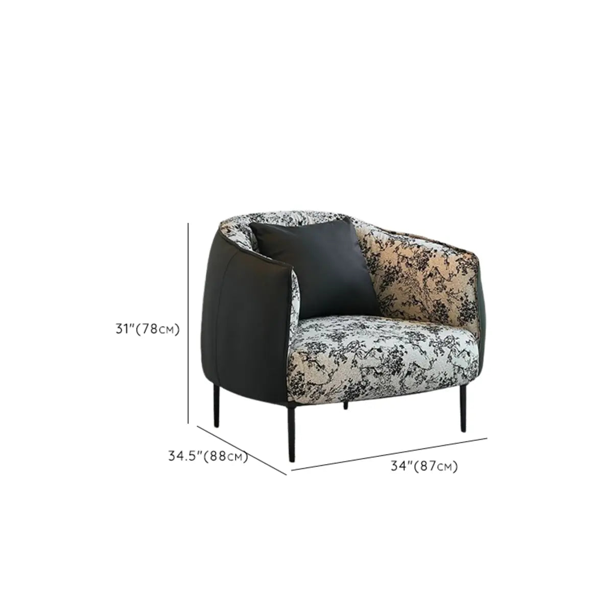 Silver Four Leg Leather Pillow Back Accent Chair