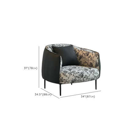 Silver Four Leg Leather Pillow Back Accent Chair