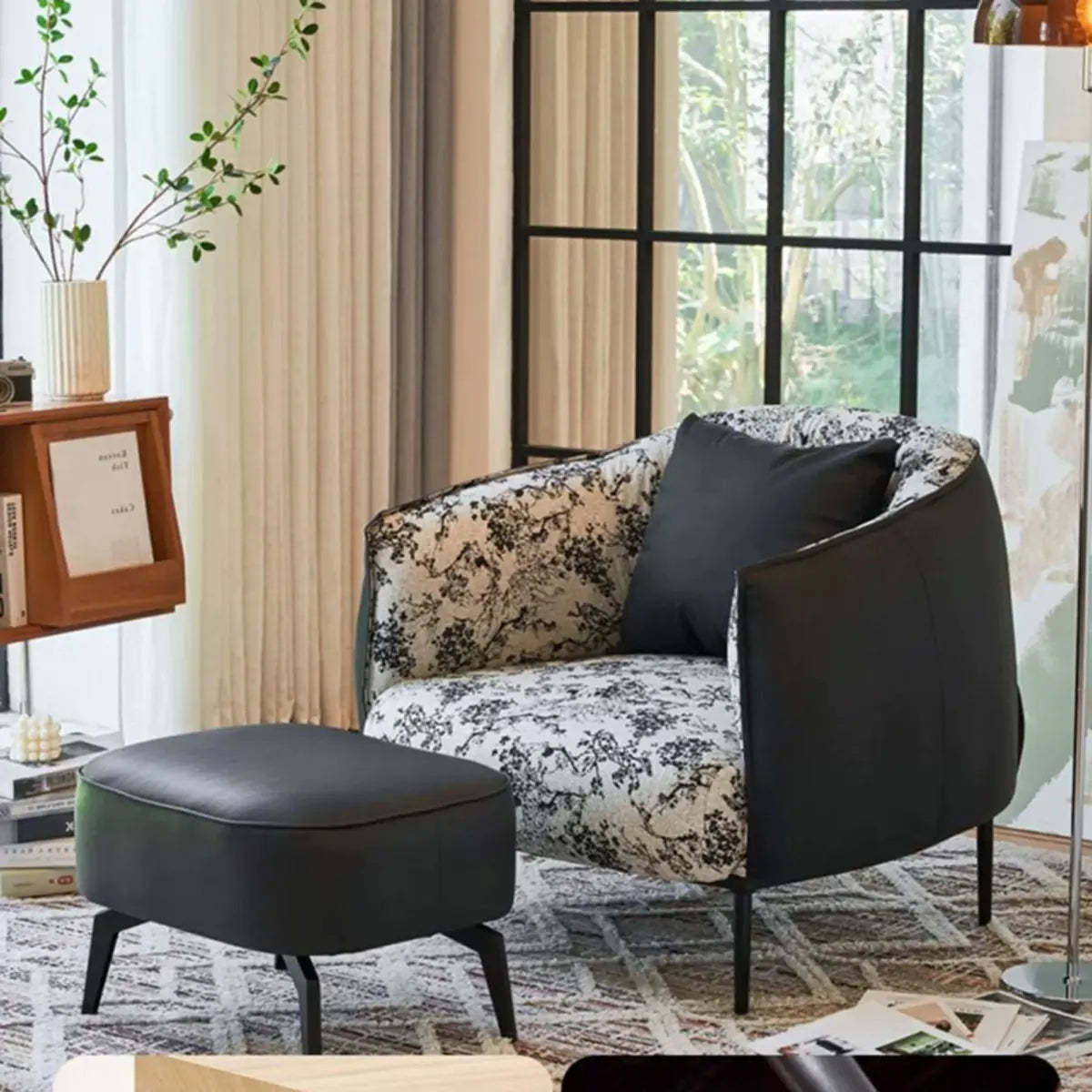 Silver Four Leg Leather Pillow Back Accent Chair — Black / Accent Chair / Fabric