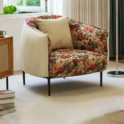 Silver Four Leg Leather Pillow Back Accent Chair — Coffee / Accent Chair / Anti Cat Scratch Leather
